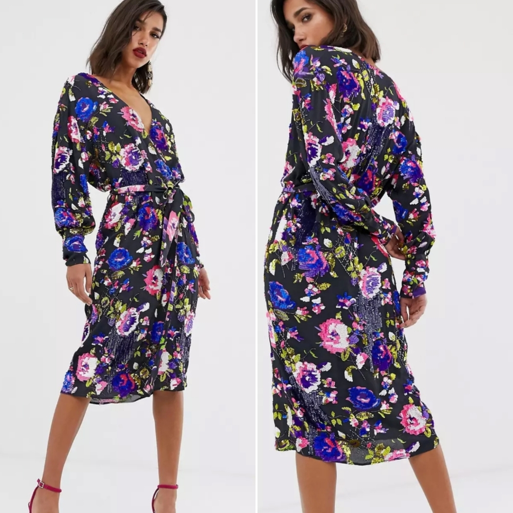 ISO ⭐ ASOS EDITION embellished printed midi dress